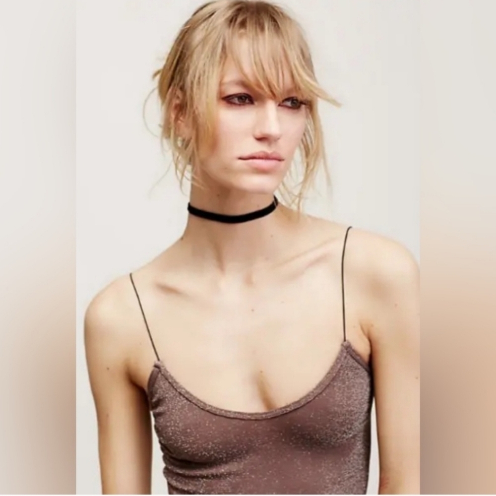 Free People Intimately Skinny Strap Brami Lurex Crop Top In Mink•XS/S•NW… - Picture 6 of 11